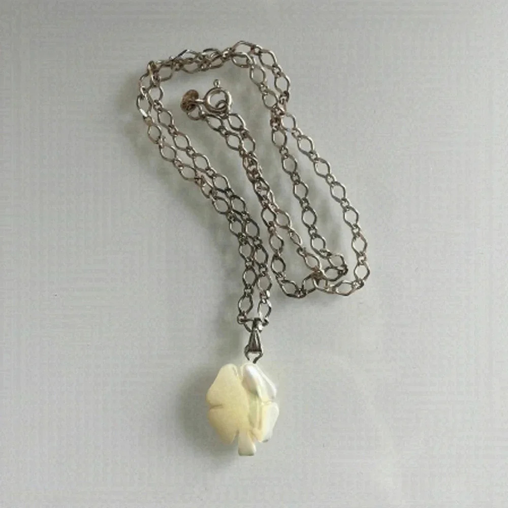Genuine 925 Sterling Silver Necklace with 4-Leaf Clover Charm